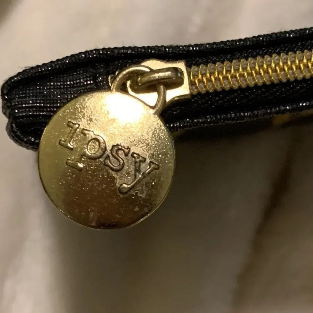 NWOT Ipsy 2 bags, Black Gold September 2016 Glamazon Bag & Black Studded Dead